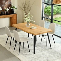 Maison Classique 5-Piece Dining Set Natural Wood Table with Beige Dining Chairs