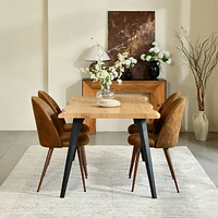 5-Piece Dining Set Natural Wood Table With Haven Brown Chairs
