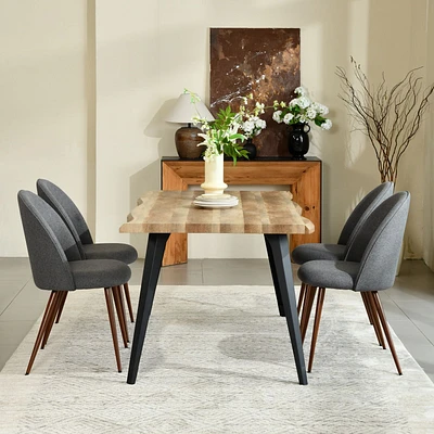 5-Piece Dining Set Dark Wood Table With Haven Grey Chairs by Maison Classique