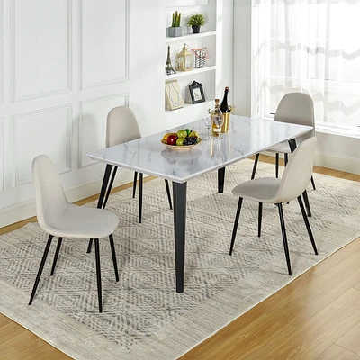 Set of 4 Beige Fabric Dining Chair by Maison Classique