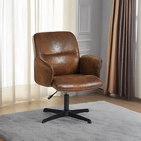 360° Swivel Adjustable Height Chair in Suede Brown Fabric by Maison Classique
