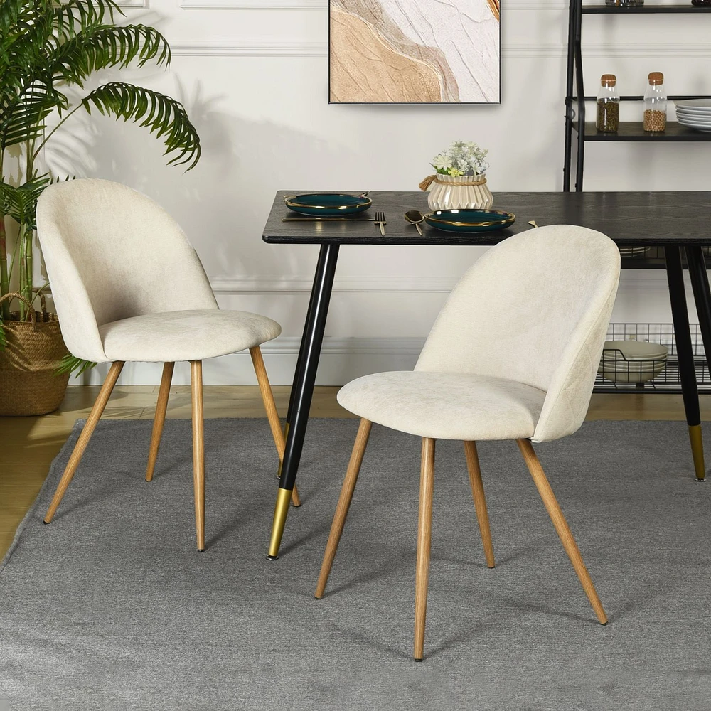 Maison Classique Set of 2 Modern Beige Upholstered Dining Chairs