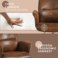 360° Swivel Adjustable Height Chair in Suede Brown Fabric by Maison Classique