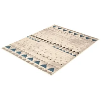 Modern Afghan Ivory/Blue Rug