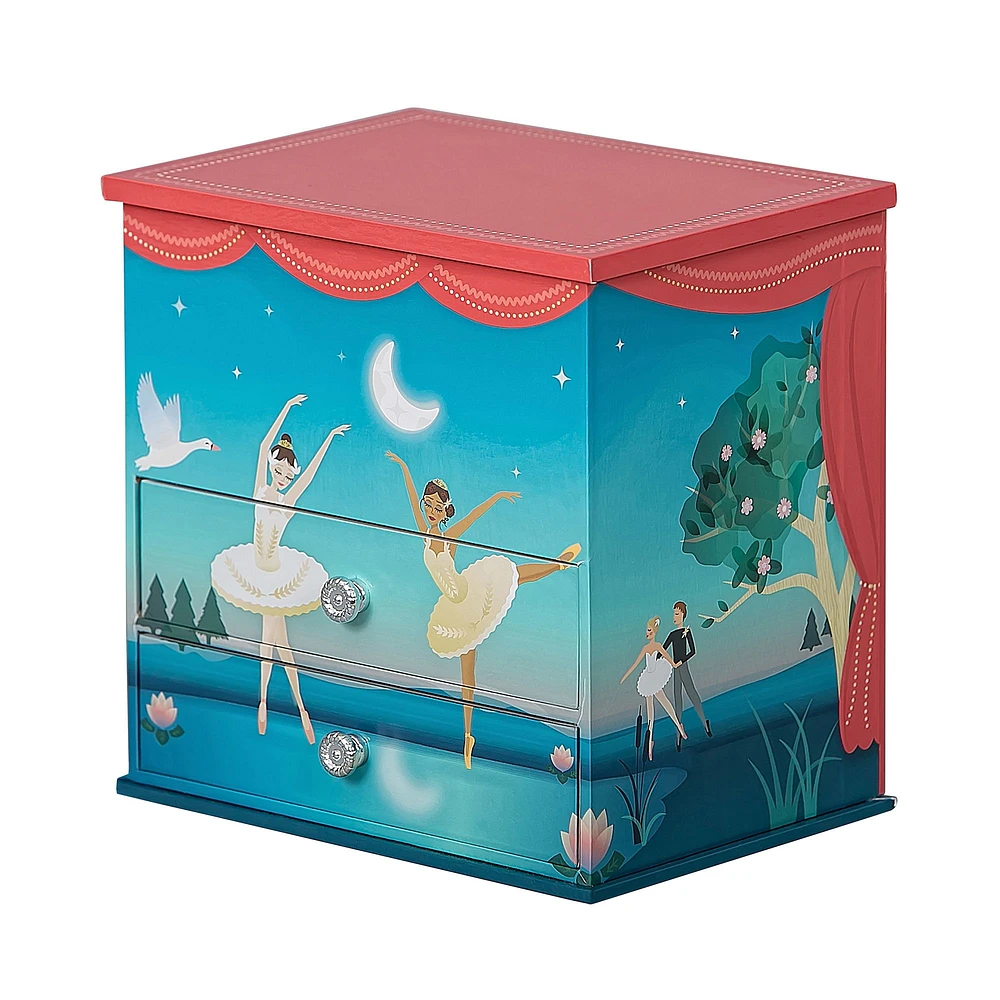 Mele and Co Mariel Musical Ballerina Jewellery Box - Blue and Coral