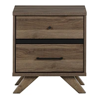 Flam 2-Drawer Nightstand in Natural Walnut and Matte Black by South Shore Furniture