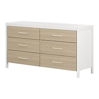Munich 6-Drawer Double Dresser White and Soft Elm by South Shore Furniture