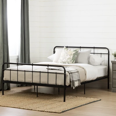 South Shore Furniture Versa Queen Metal Platform Bed Pure Black
