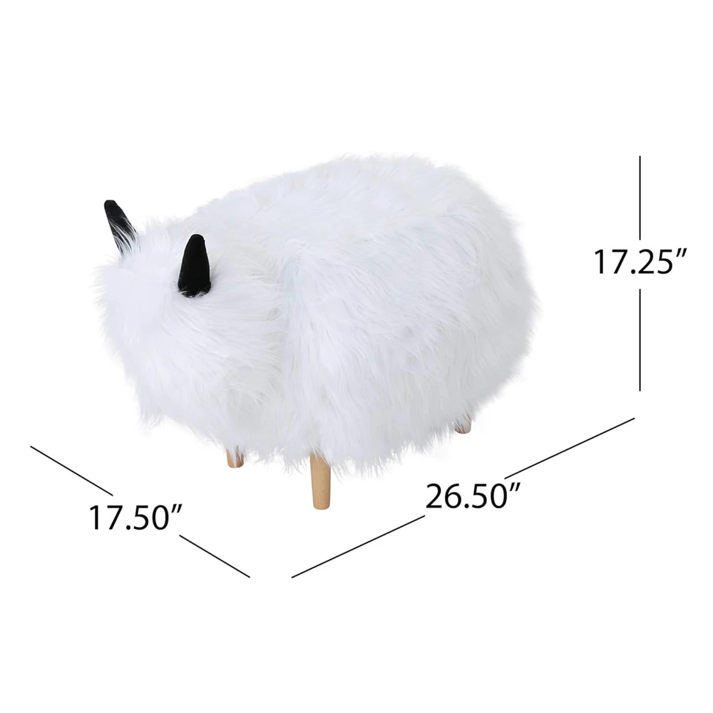White Yak Fur Ottoman