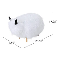 White Yak Fur Ottoman