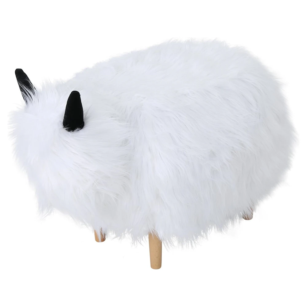 White Yak Fur Ottoman