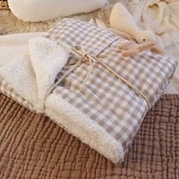 Checkerboard Baby Blanket - Beige