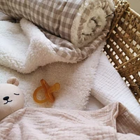 Checkerboard Baby Blanket - Beige