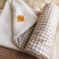Checkerboard Baby Blanket - Beige