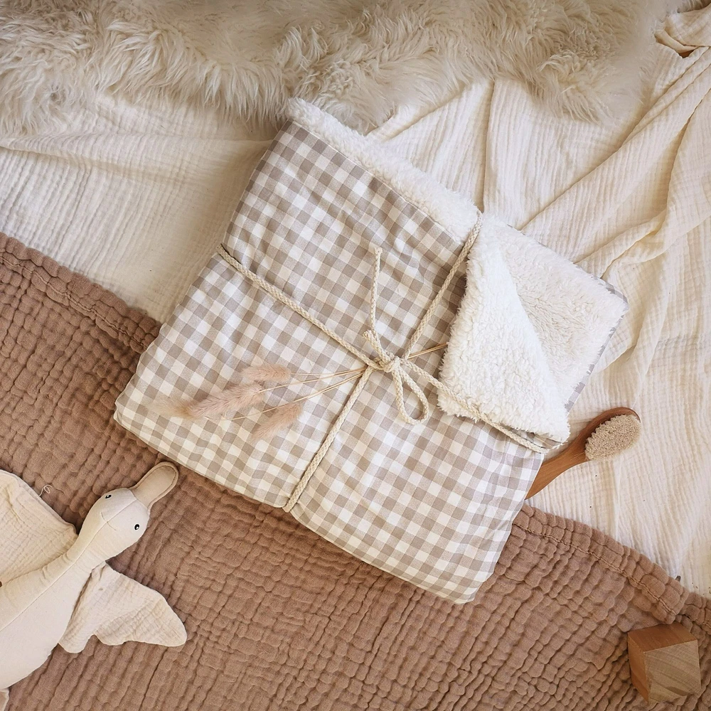 Checkerboard Baby Blanket - Beige