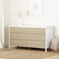 Munich 6-Drawer Double Dresser White and Soft Elm by South Shore Furniture
