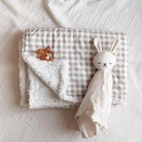 Checkerboard Baby Blanket - Beige