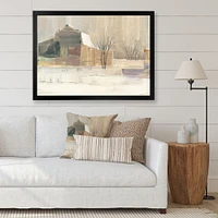 Winter on the Farm house  Canvas Art