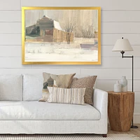 Winter on the Farm house  Canvas Art