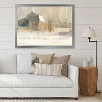 Winter on the Farm house  Canvas Art