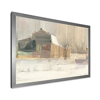 Winter on the Farm house  Canvas Art