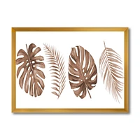 Tropical Monstera and Palm Leaf Terracotta  Wall Art
