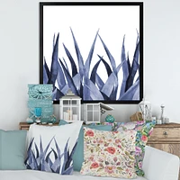 Navy Blue Agave Leaves  Wall Art