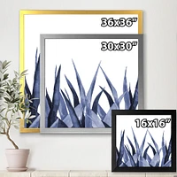 Navy Blue Agave Leaves  Wall Art