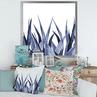 Navy Blue Agave Leaves  Wall Art