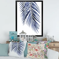 Blue Palm Leaves Abstract Tropical Branches  Wall Art