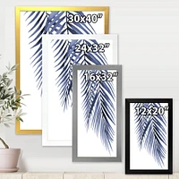 Blue Palm Leaves Abstract Tropical Branches  Wall Art