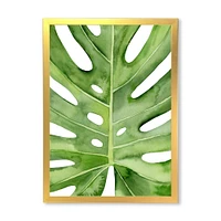 Green Monstera Leaf Tropical Palm Botanical Detail  Wall Art