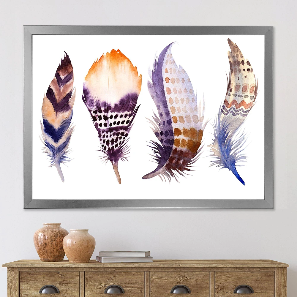 Purple Boho Feathers  Wall Art