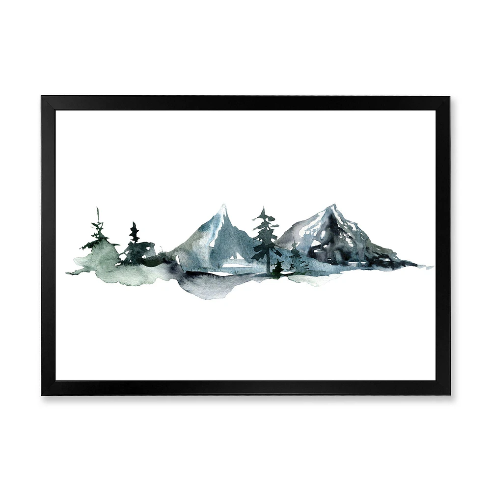 Minimalistic Winter Mountains and Fir Forest III Canvas Wall Art Print