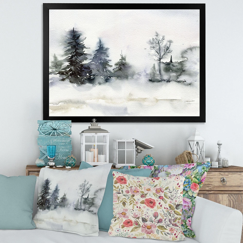 Toile imprimée « Christmas Minimalistic Forest Landscape and Snow