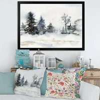Toile imprimée « Christmas Minimalistic Forest Landscape and Snow