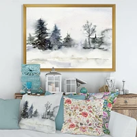 Christmas Minimalistic Forest Landscape and Snow Canvas Wall Art