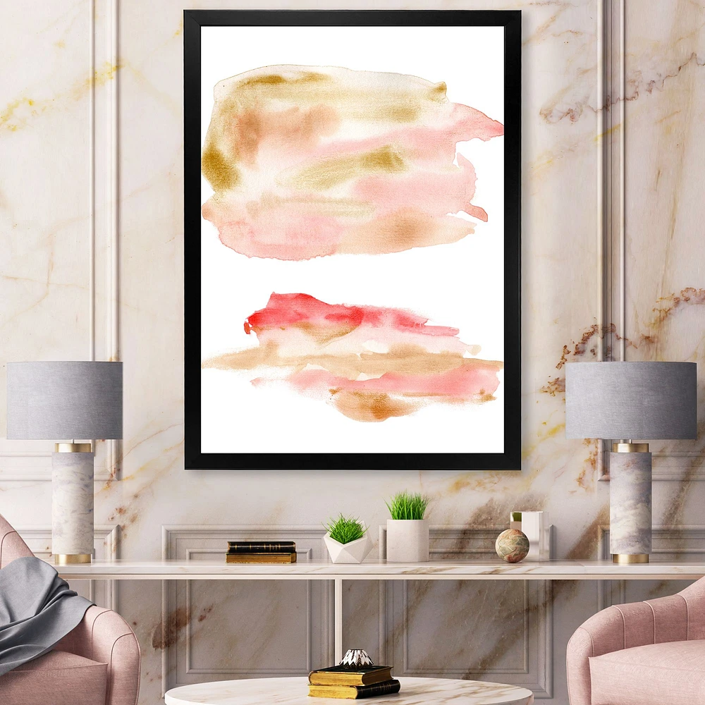 Abstract Set with Pink Gold Beige and Red Spots Canvas Wall Art Print