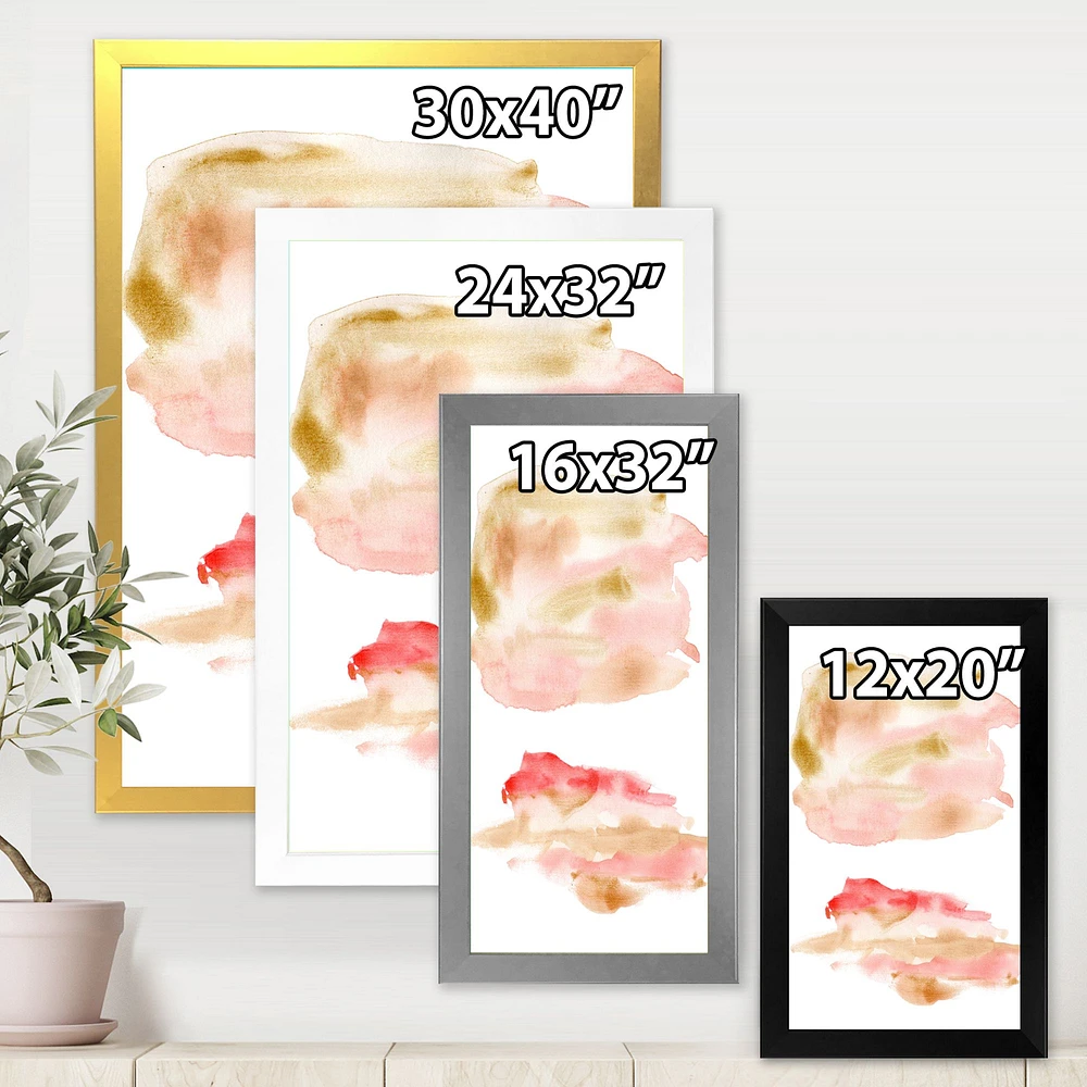 Abstract Set with Pink Gold Beige and Red Spots Canvas Wall Art Print