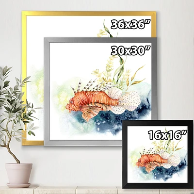 Lionfish and Kelp with Coral Reef Laminaria Canvas Wall Art Print