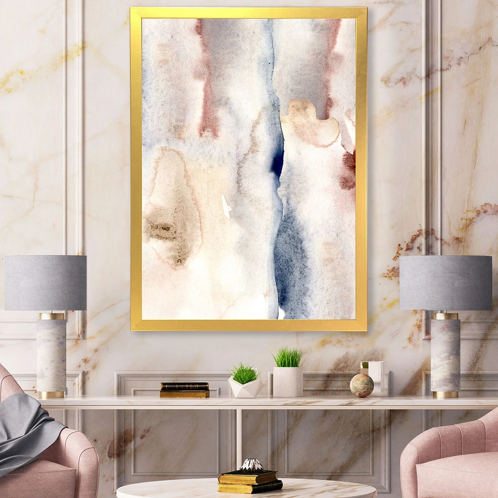 Pastel Abstract with Dark Blue Pink & Gray Spots  Wall Art