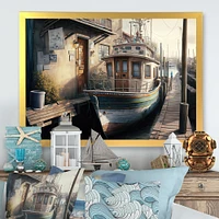 Rustic Port With A Fishing Boat IV Wall Art