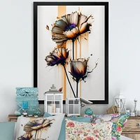 Orange Daisy Flower On Abstract Fusion I Wall Art