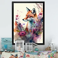 Cute Fox Floral Art Wall