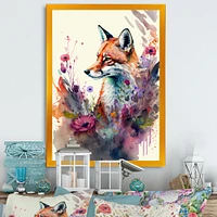 Cute Fox Floral Art Wall