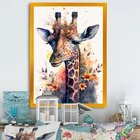 Cute Giraffe Floral Art I Wall