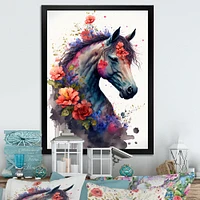 Cute Horse Floral Art I Wall