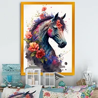 Cute Horse Floral Art I Wall
