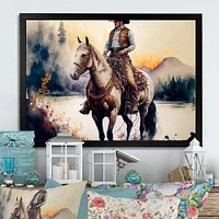 Western Cowboy Riding A Horse Wall Art