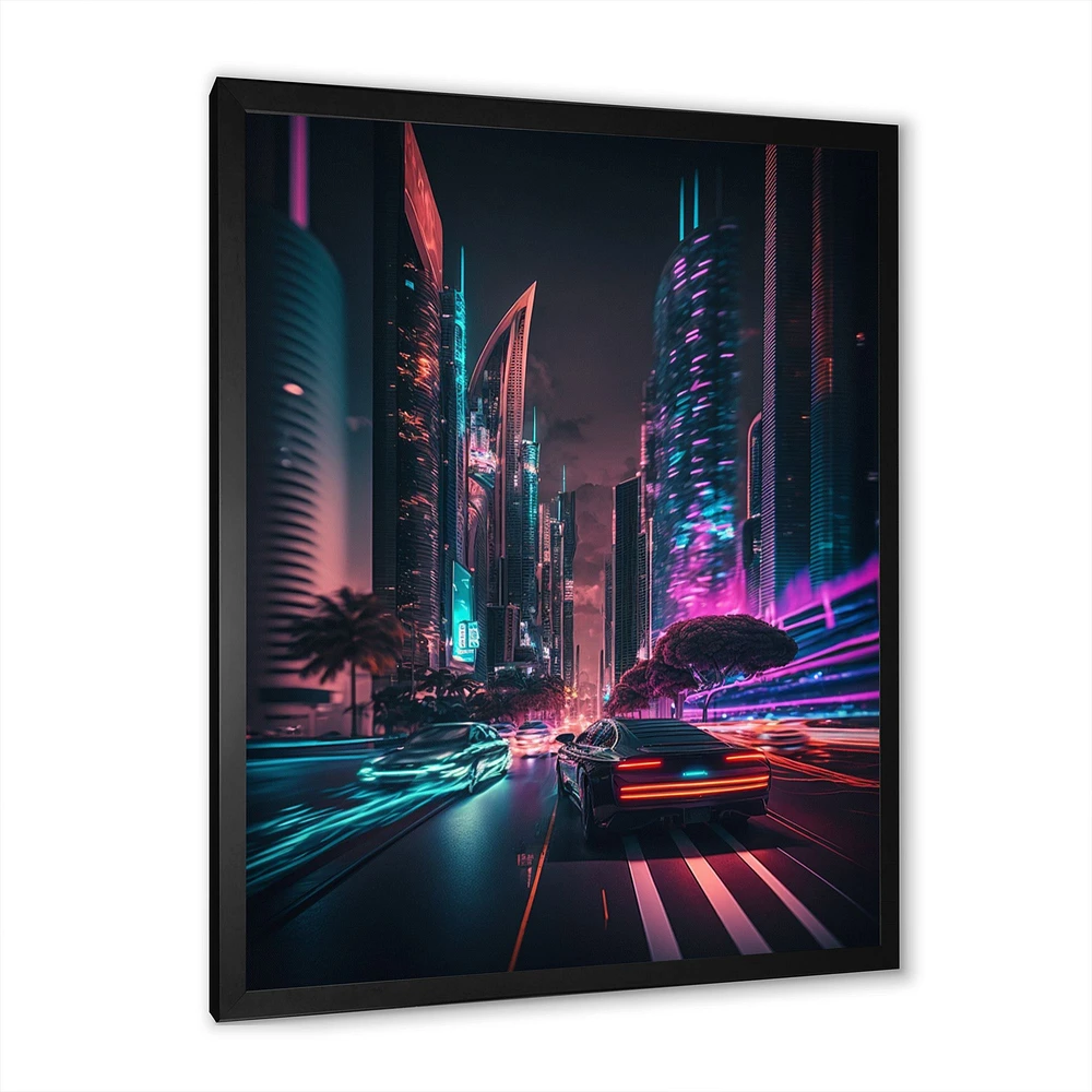 Futuristic Miami Neon Art Wall